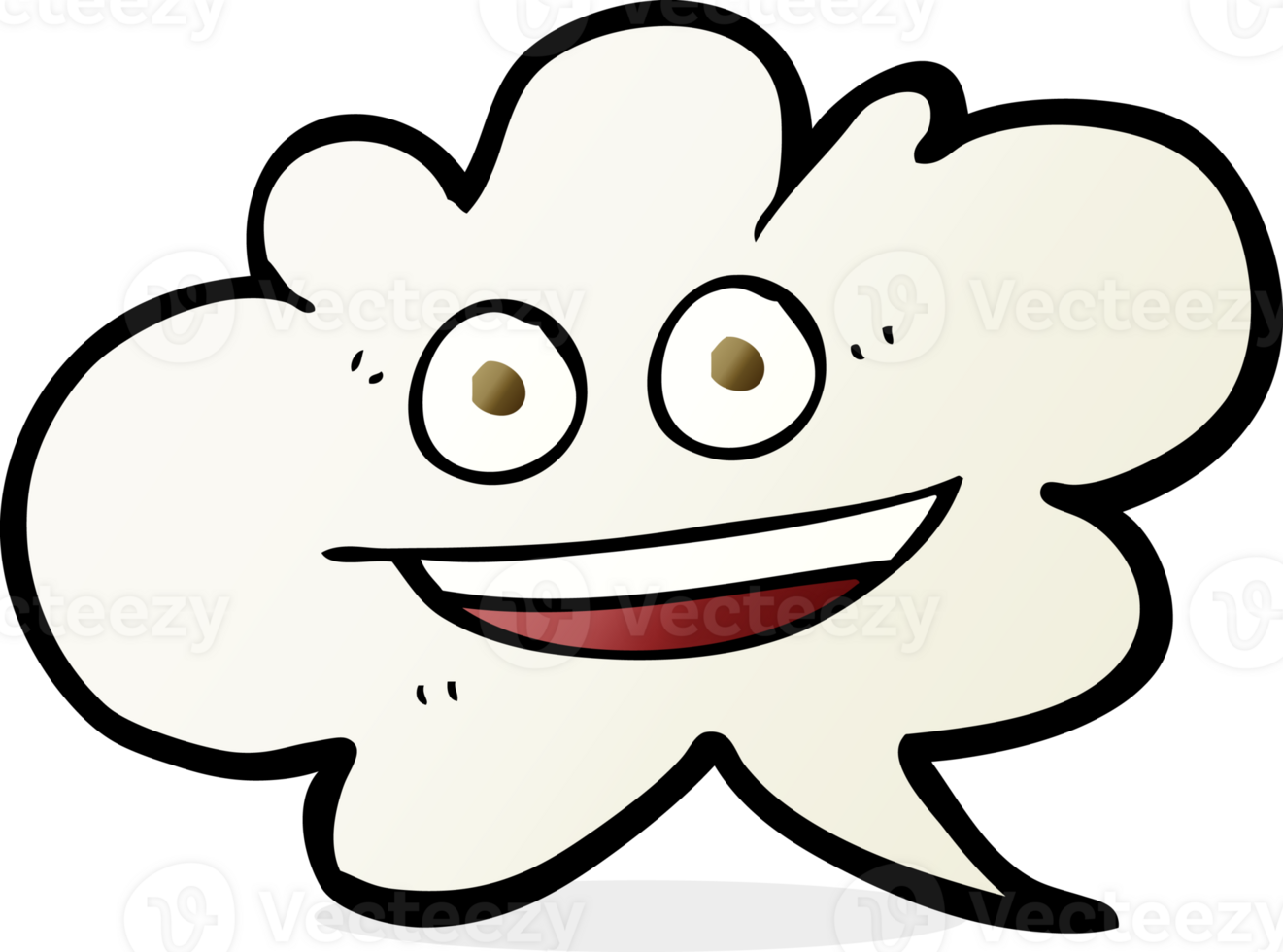 hand drawn cartoon cloud speech bubble with face png