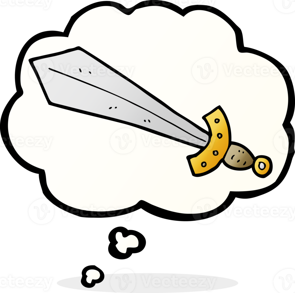 cartoon sword with thought bubble png