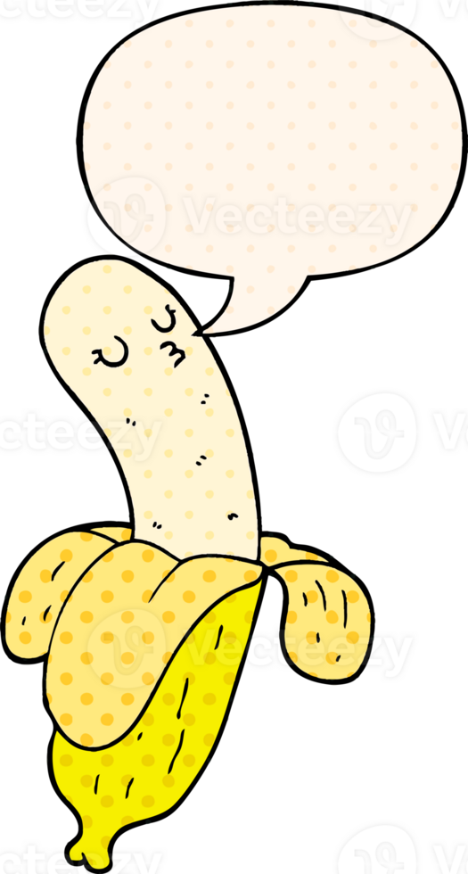 cartoon banana with speech bubble in comic book style png