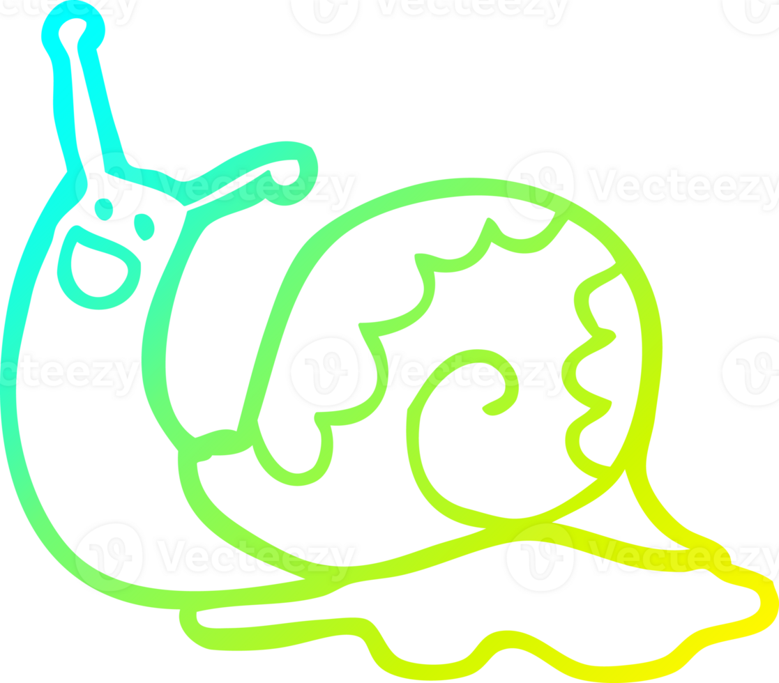cold gradient line drawing of a cute cartoon snail png