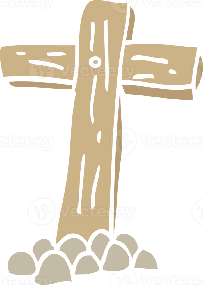 cruz de madera de dibujos animados de ilustración de color plano png