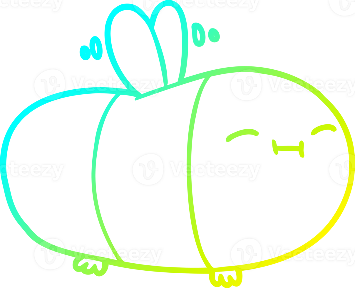cold gradient line drawing of a happy cartoon bee png