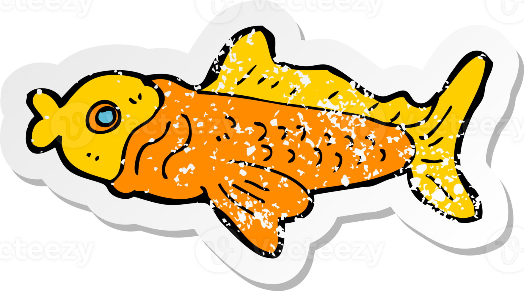 retro distressed sticker of a cartoon funny fish png