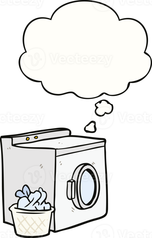 cartoon washing machine with thought bubble png