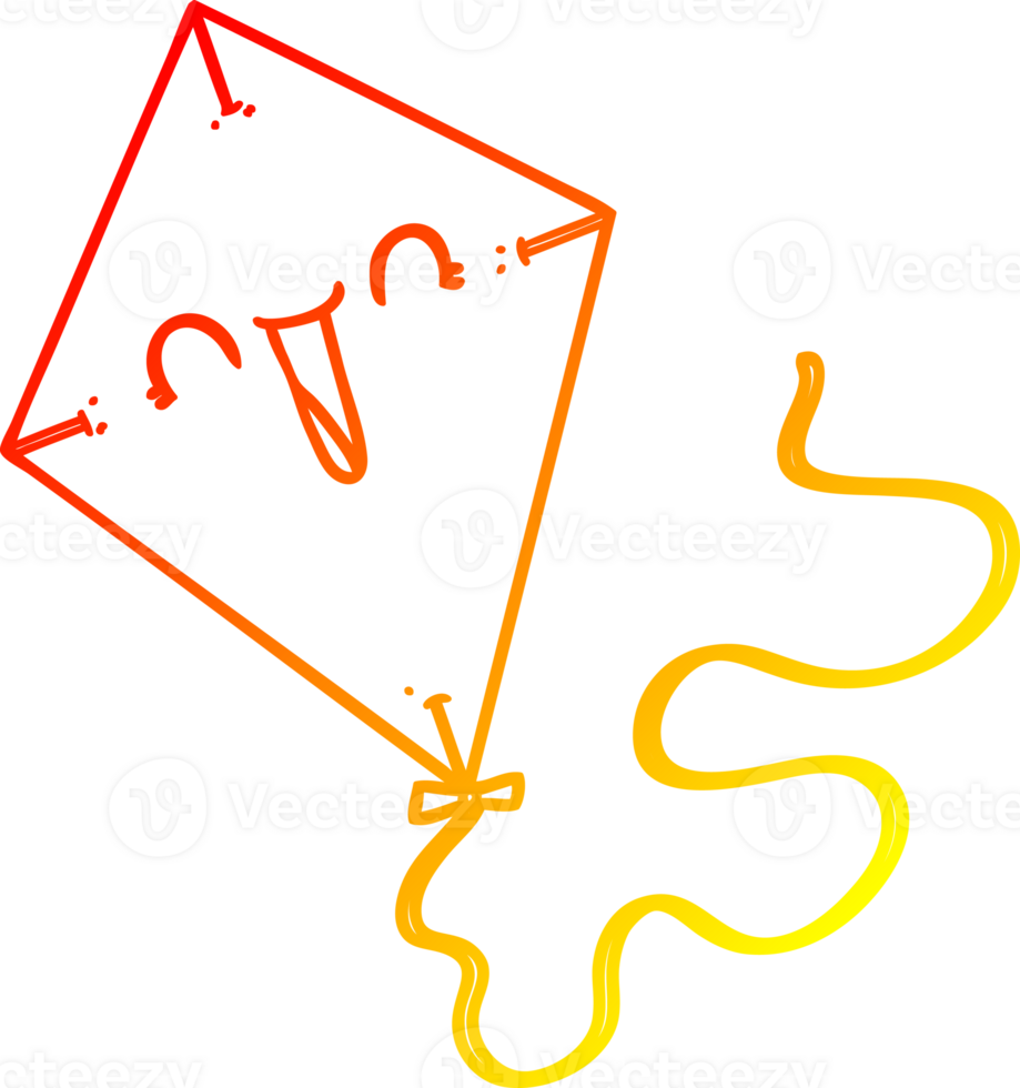 warm gradient line drawing of a cartoon kite png