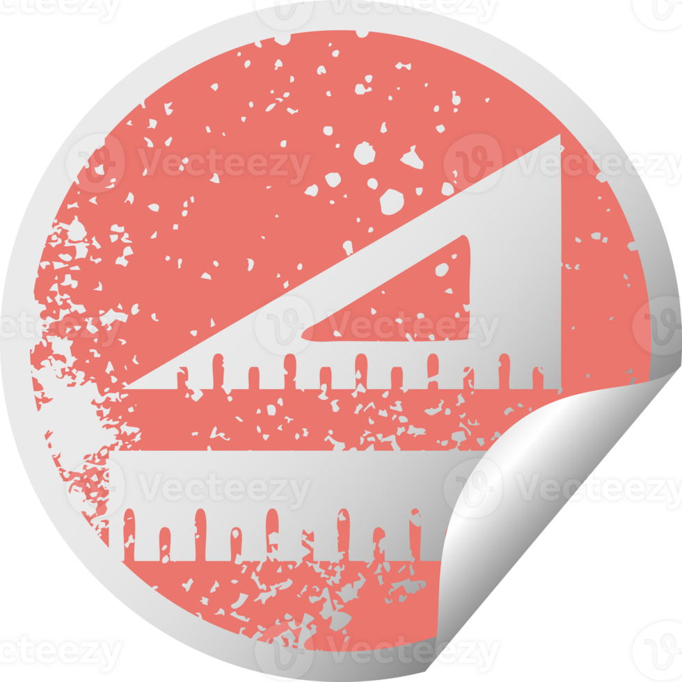 distressed circular peeling sticker symbol of a maths set png