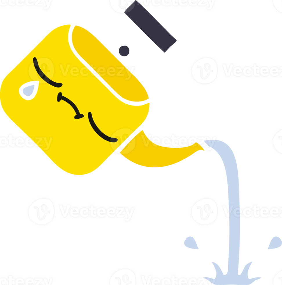 flat color retro cartoon of a pouring kettle png