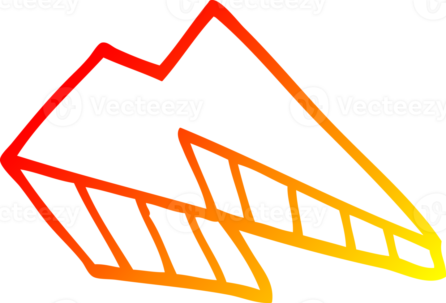warm gradient line drawing of a cartoon lightening bolt png