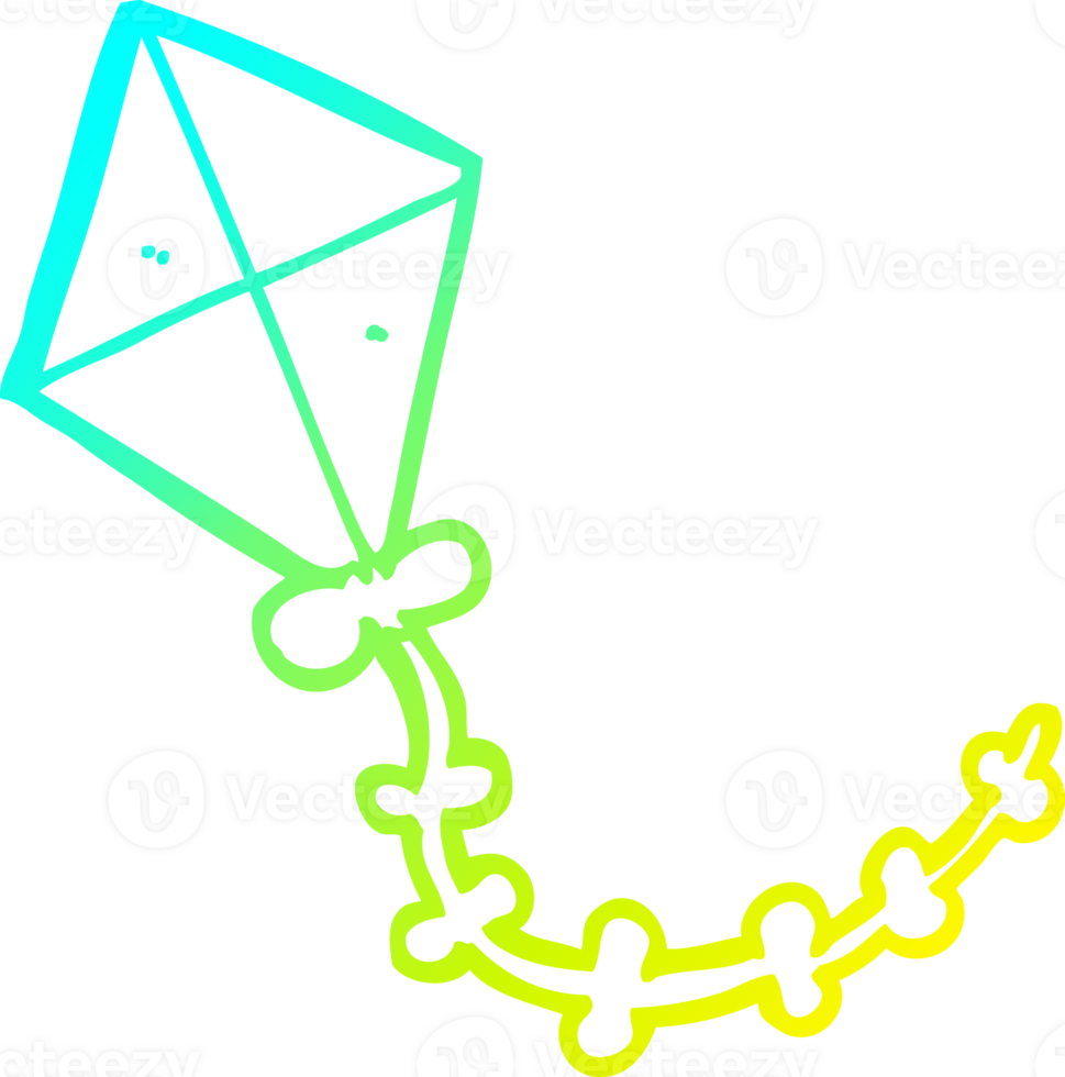 cold gradient line drawing of a cartoon kite png