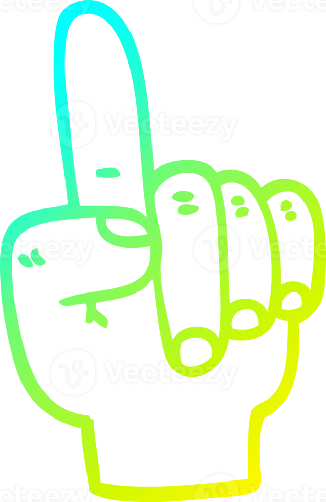 cold gradient line drawing of a cartoon pointing hand png