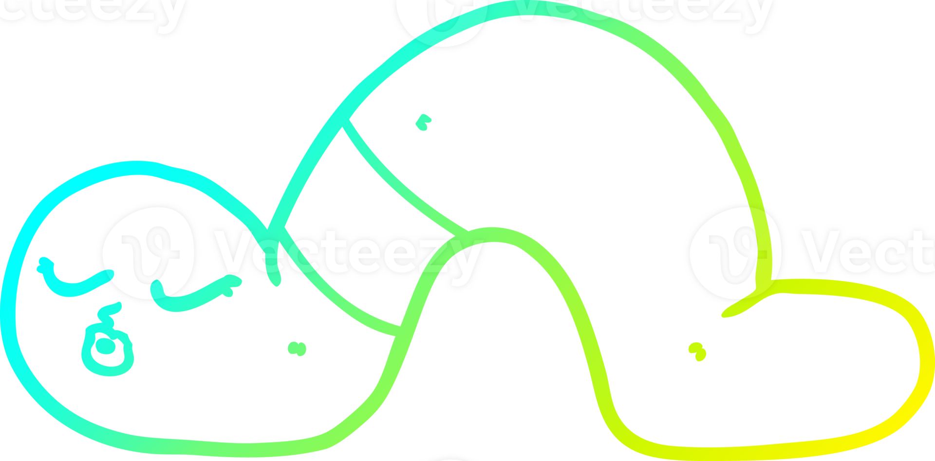 cold gradient line drawing of a cartoon worm png