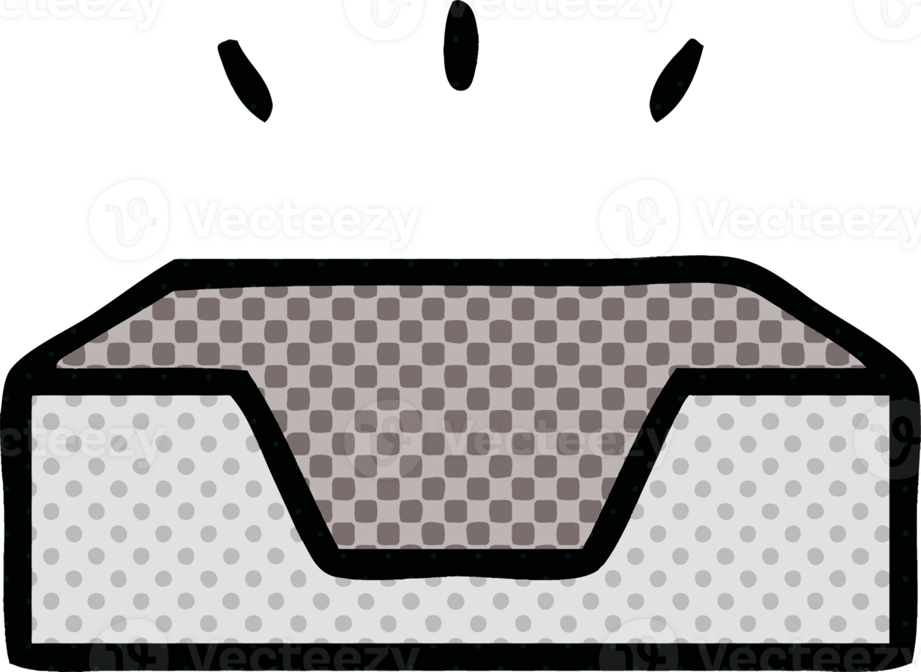 comic book style cartoon of a empty in tray png