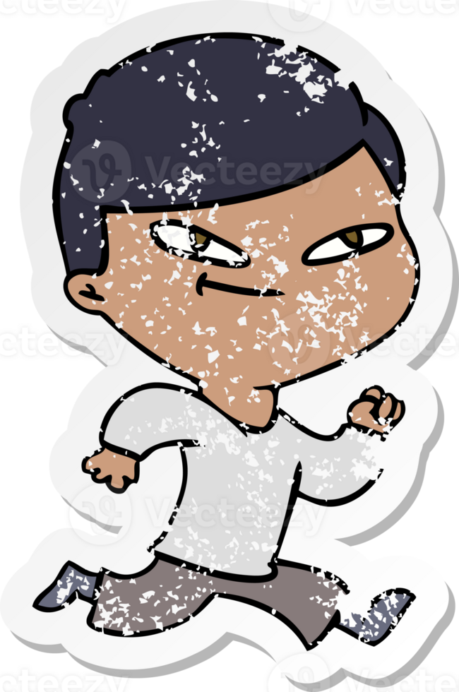 distressed sticker of a cartoon boy png