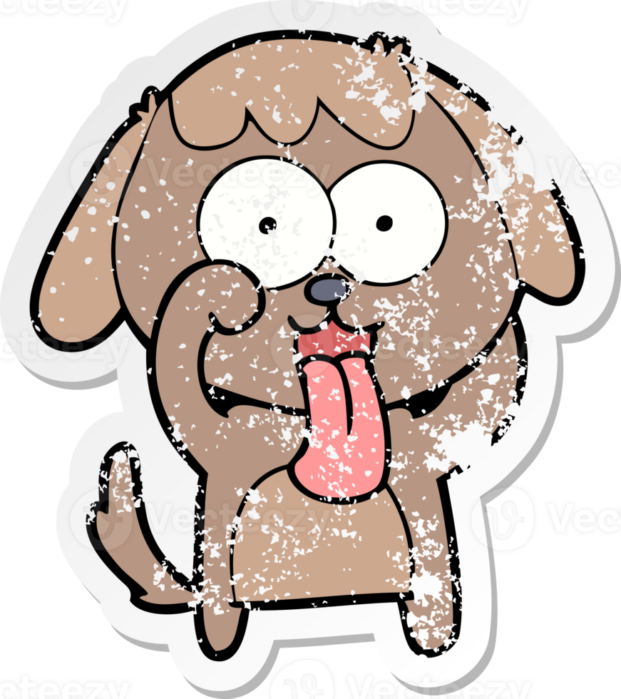 distressed sticker of a cute cartoon dog png