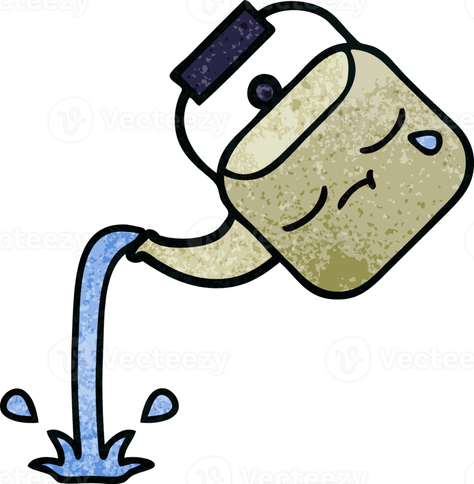 retro grunge texture cartoon of a pouring kettle png