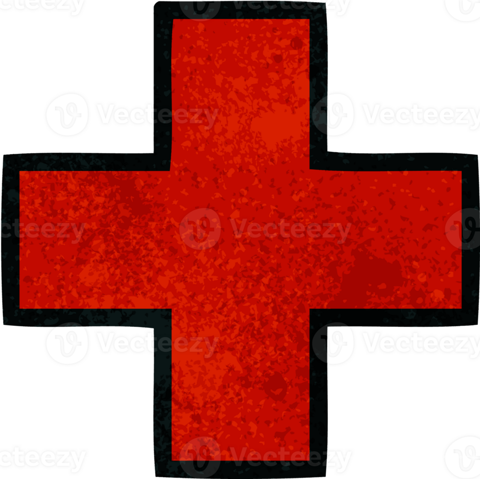 retro grunge texture cartoon of a addition symbol png