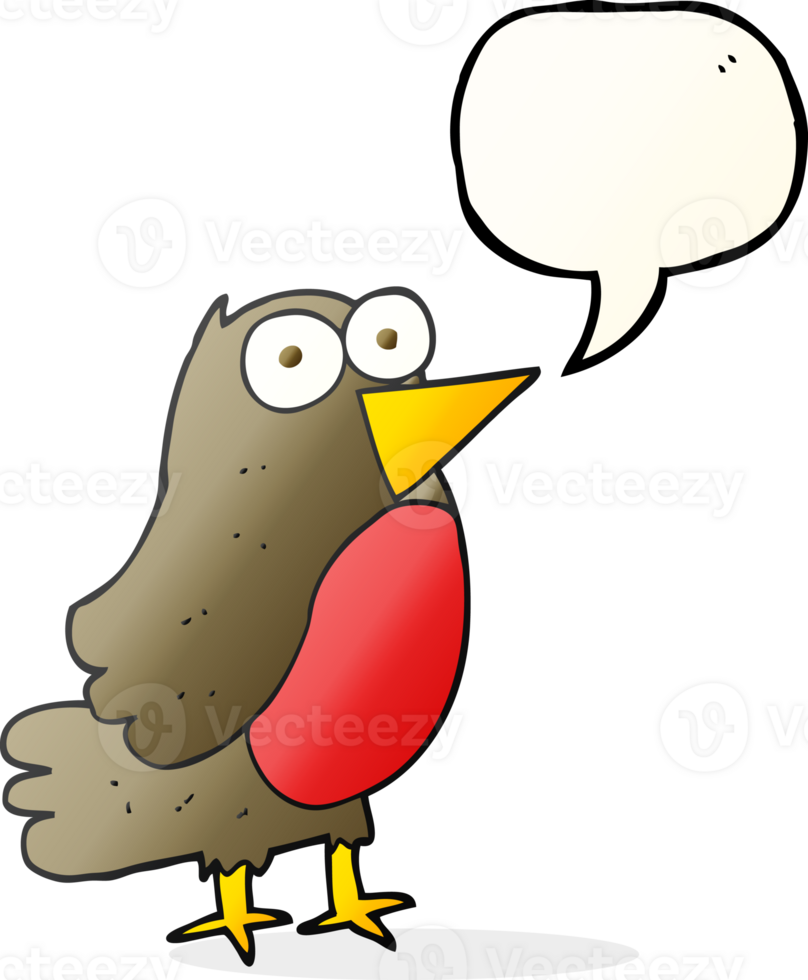 hand drawn speech bubble cartoon robin png