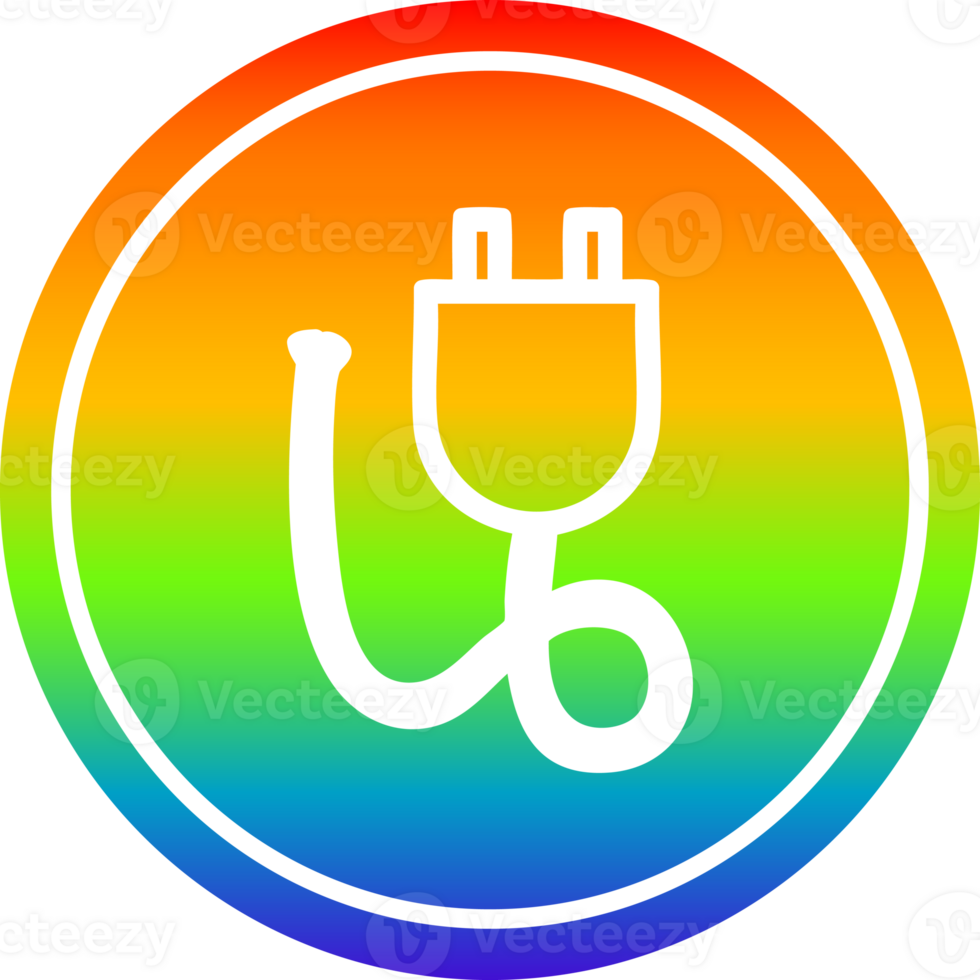 elétrico plugue circular ícone com arco Iris gradiente terminar png