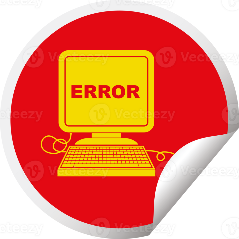 computer error   illustration circular peeling sticker png