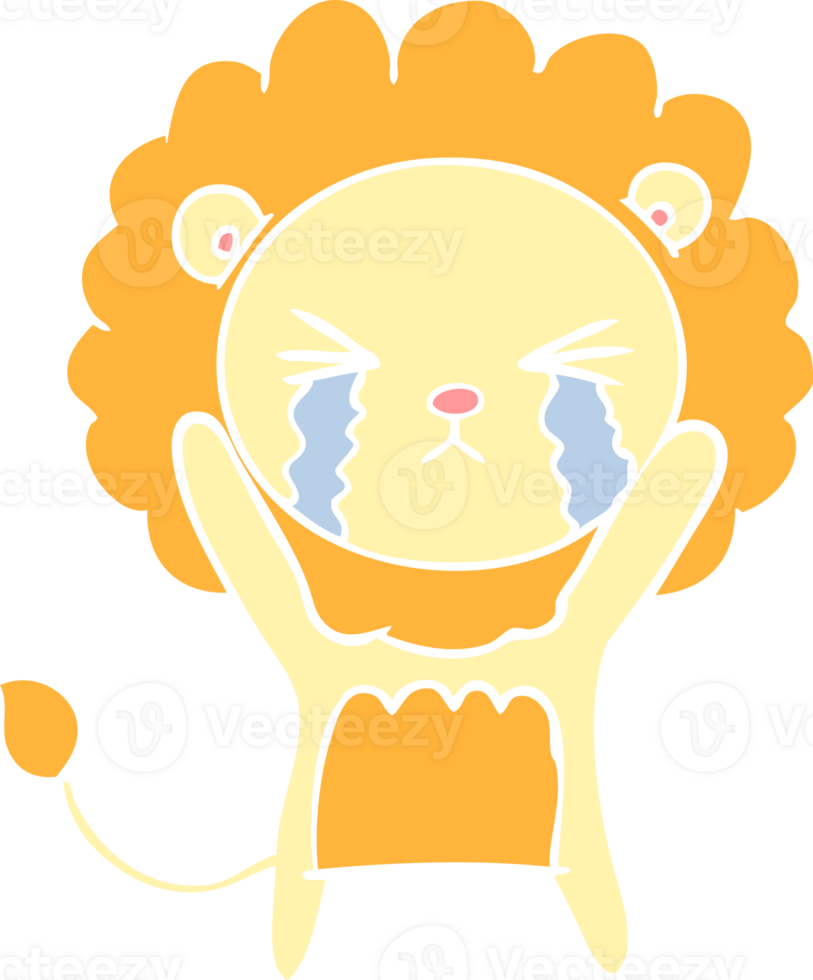 flat color style cartoon crying lion png