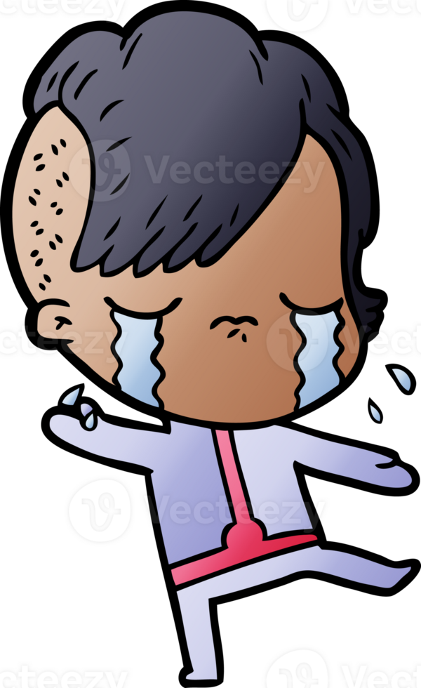 cartoon crying girl wearing space clothes png