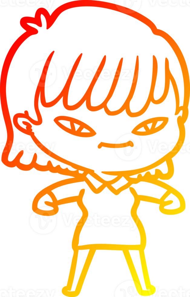 warm gradient line drawing of a cartoon woman png