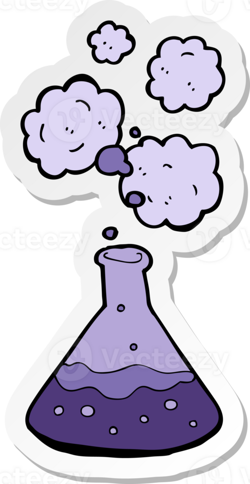 sticker of a cartoon science chemicals png