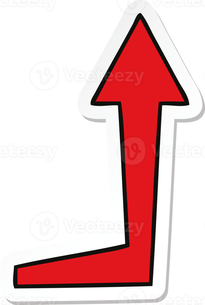 sticker of a quirky hand drawn cartoon arrow png