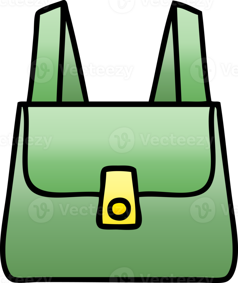 gradient shaded cartoon of a green bag png