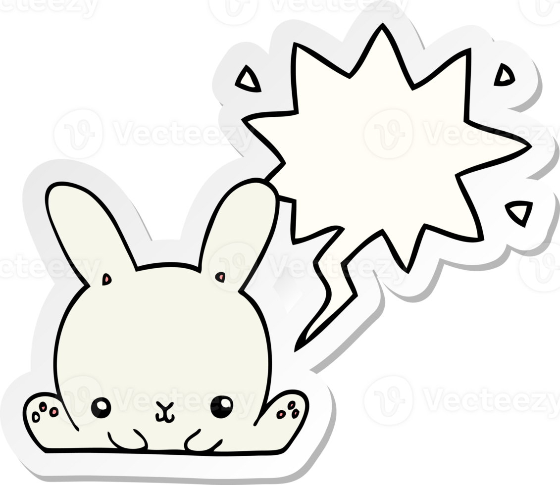 cartoon rabbit with speech bubble sticker png