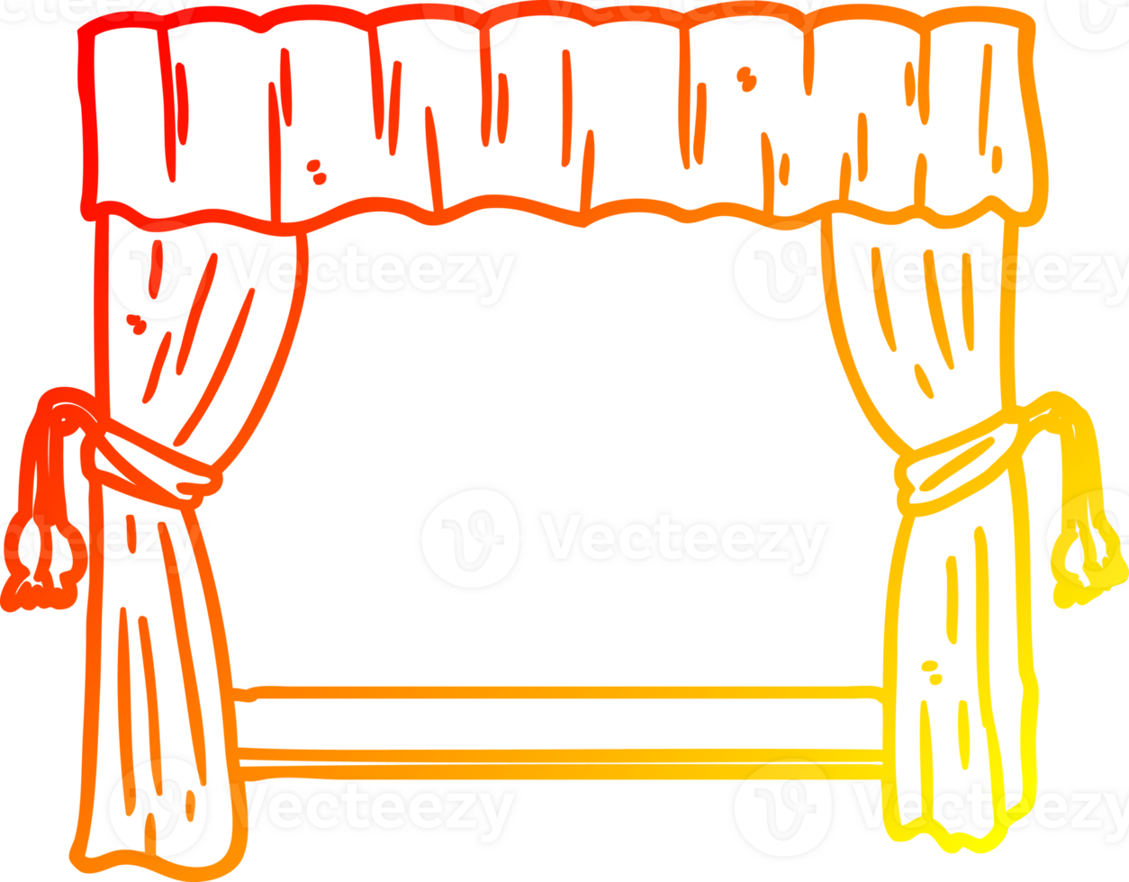 warm gradient line drawing of a curtains opening onto stage png