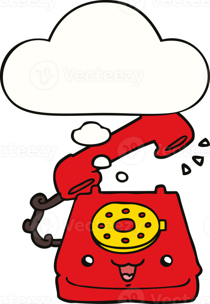 cute cartoon telephone with thought bubble png