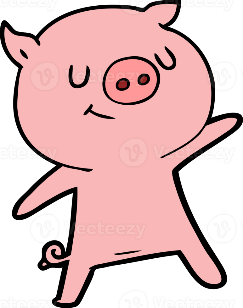 happy cartoon pig waving png