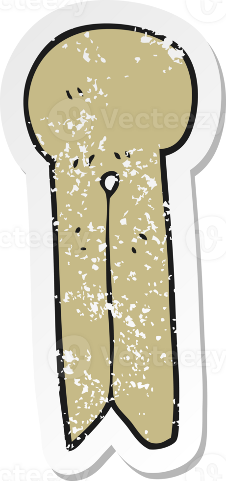retro distressed sticker of a cartoon old style wooden peg png