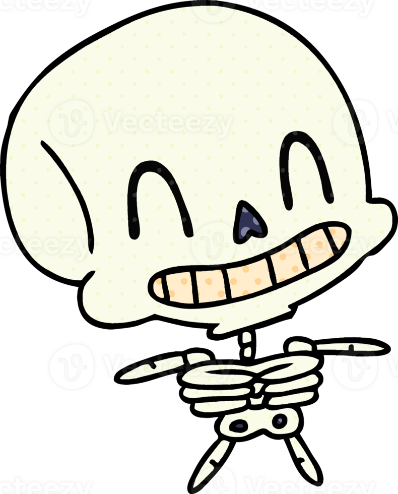 hand drawn cartoon of spooky kawaii skeleton png