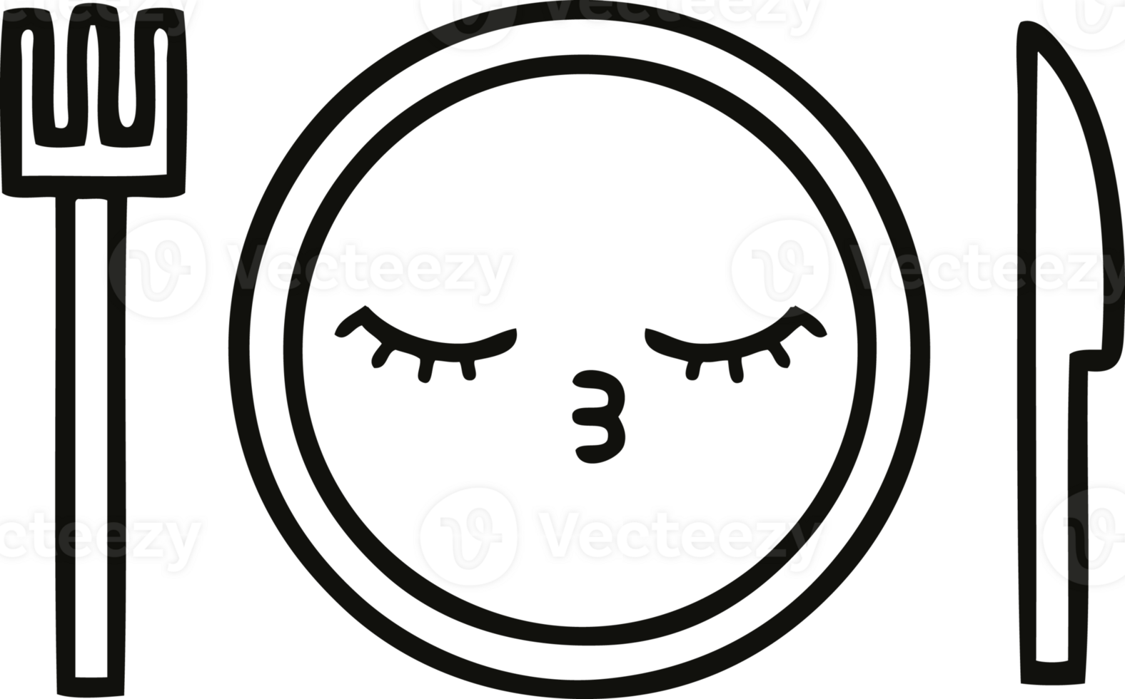 line drawing cartoon of a dinner plate png