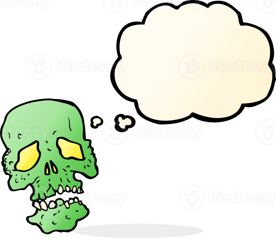 cartoon skull with thought bubble png