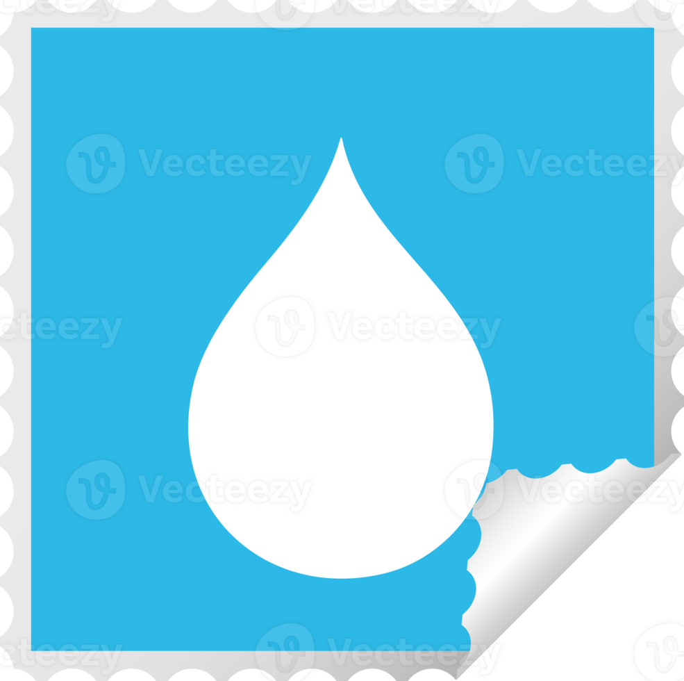 square peeling sticker quirky cartoon rain drop png