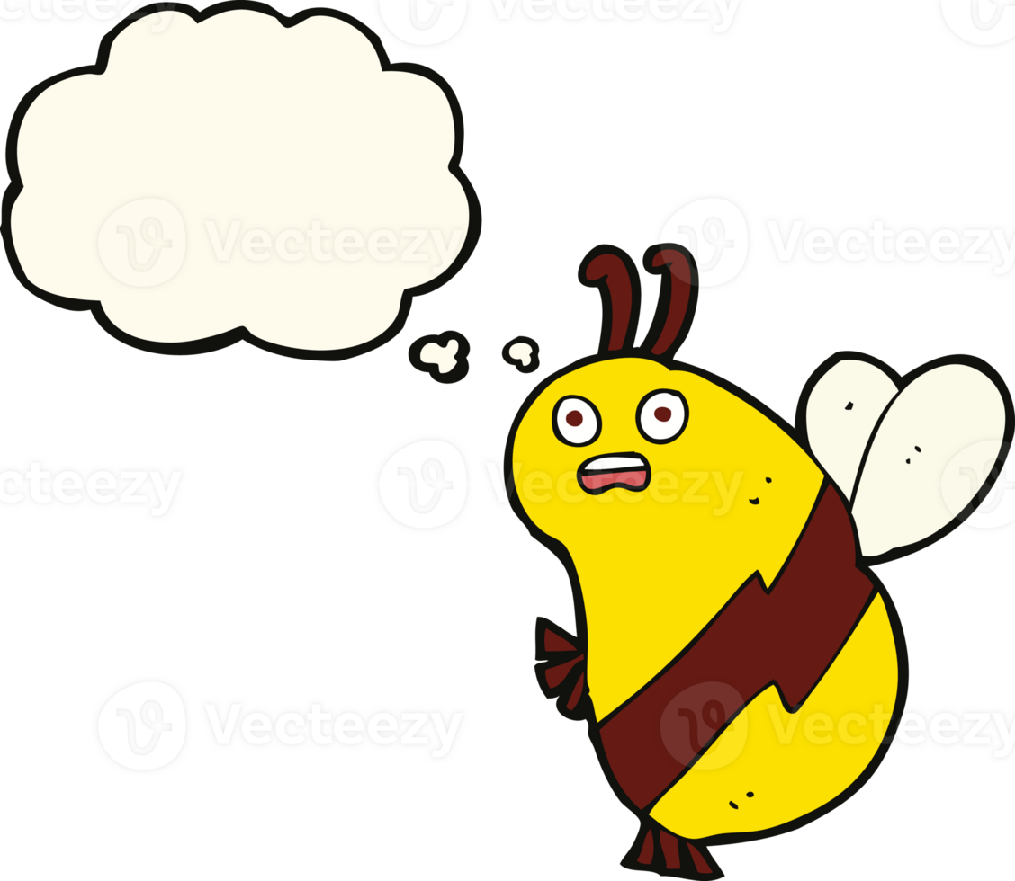 funny cartoon bee with thought bubble png