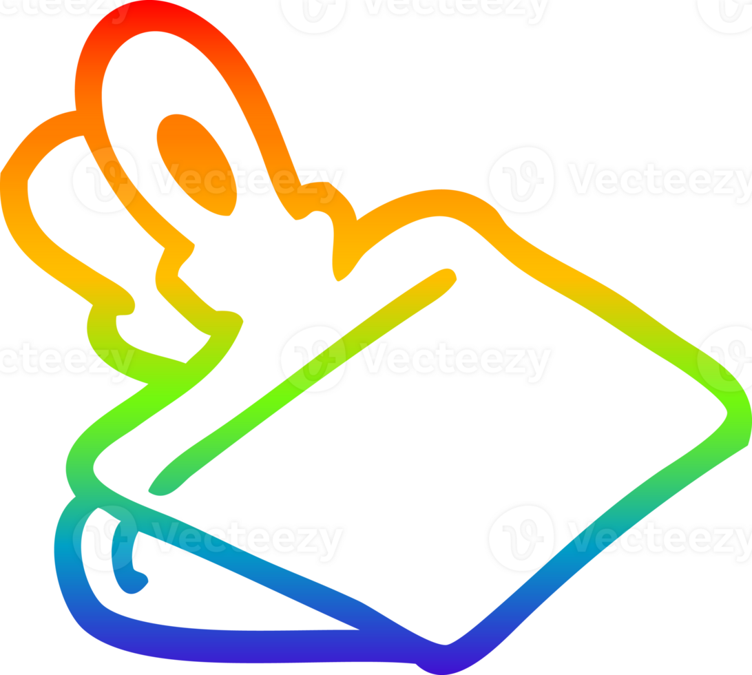 rainbow gradient line drawing of a cartoon paper clip png