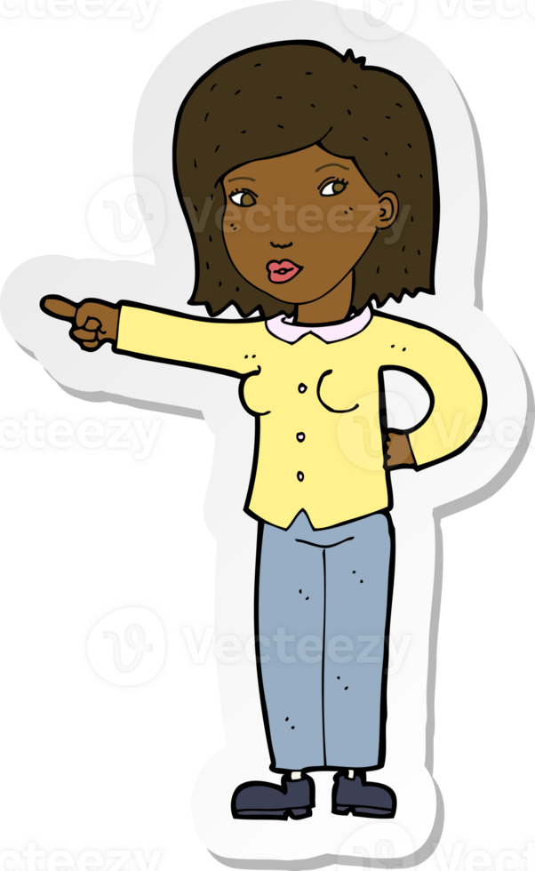 sticker of a cartoon woman pointing png