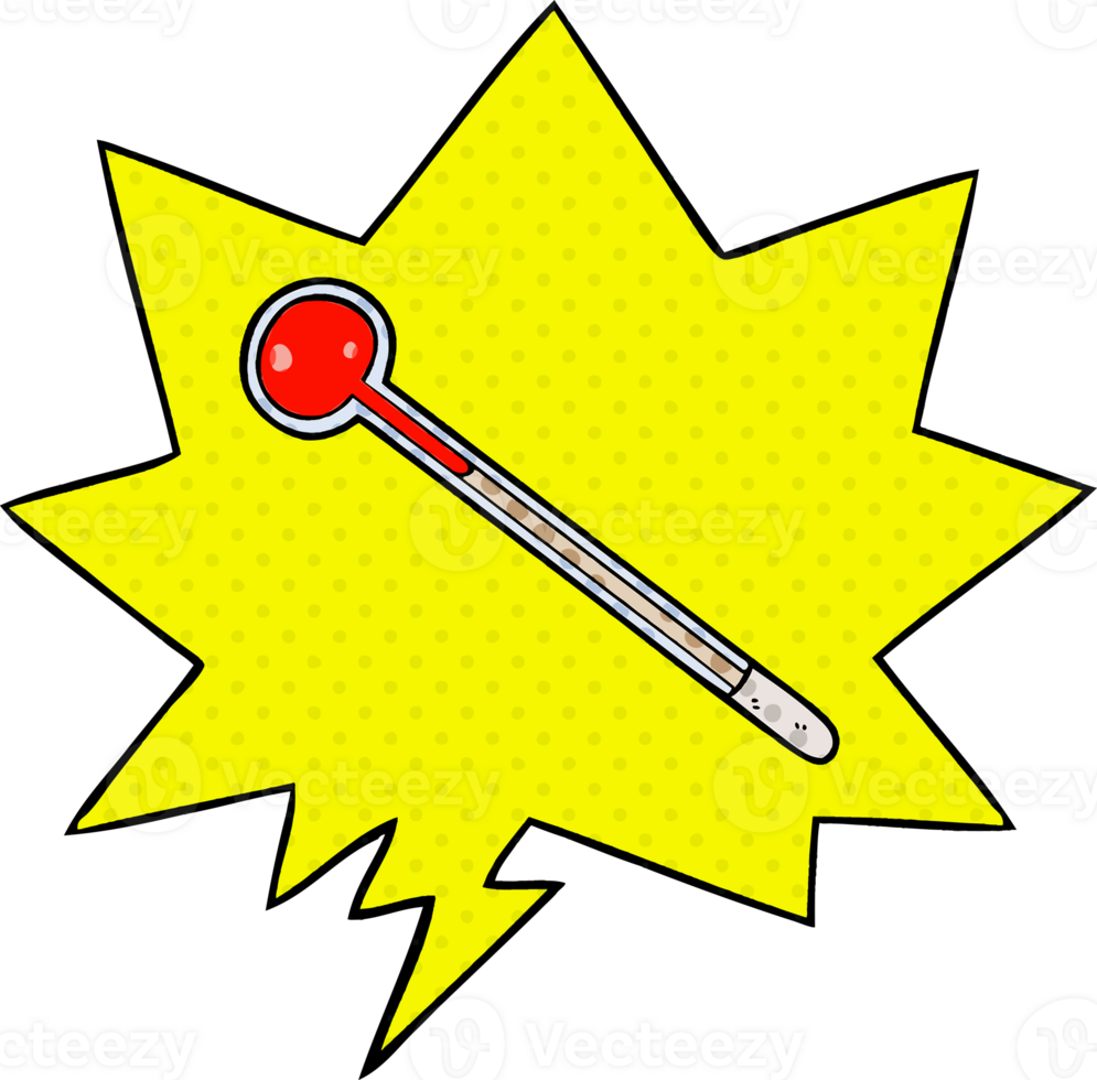 cartoom thermometer with speech bubble in comic book style png
