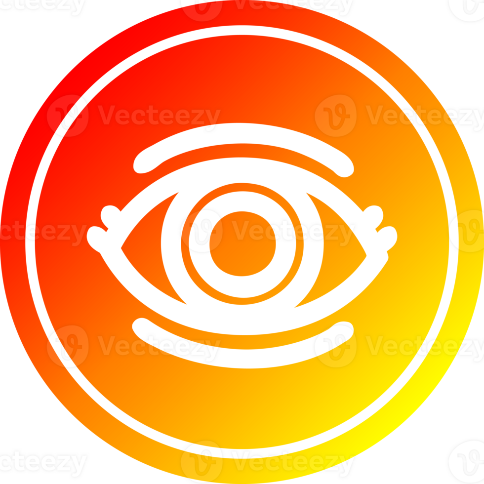 staring eye circular icon with warm gradient finish png