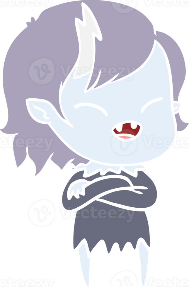 flat color style cartoon laughing vampire girl png