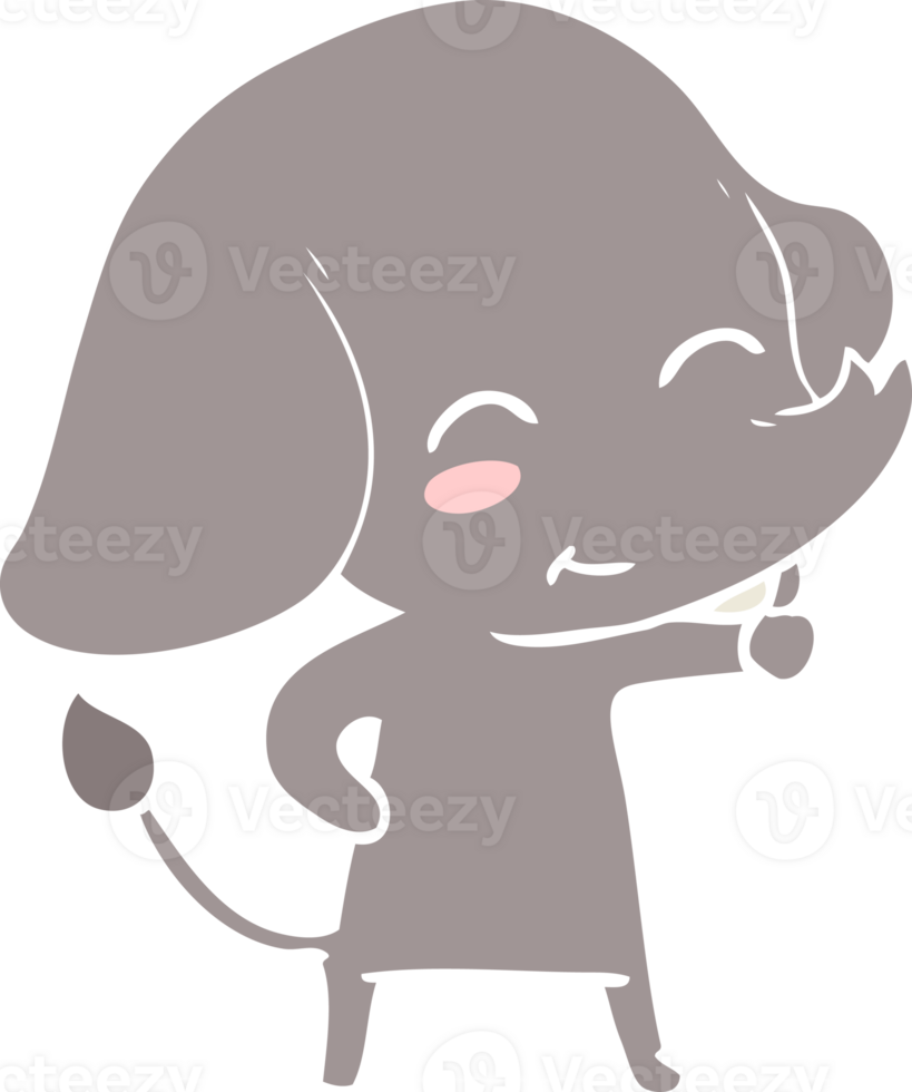 cute flat color style cartoon elephant png