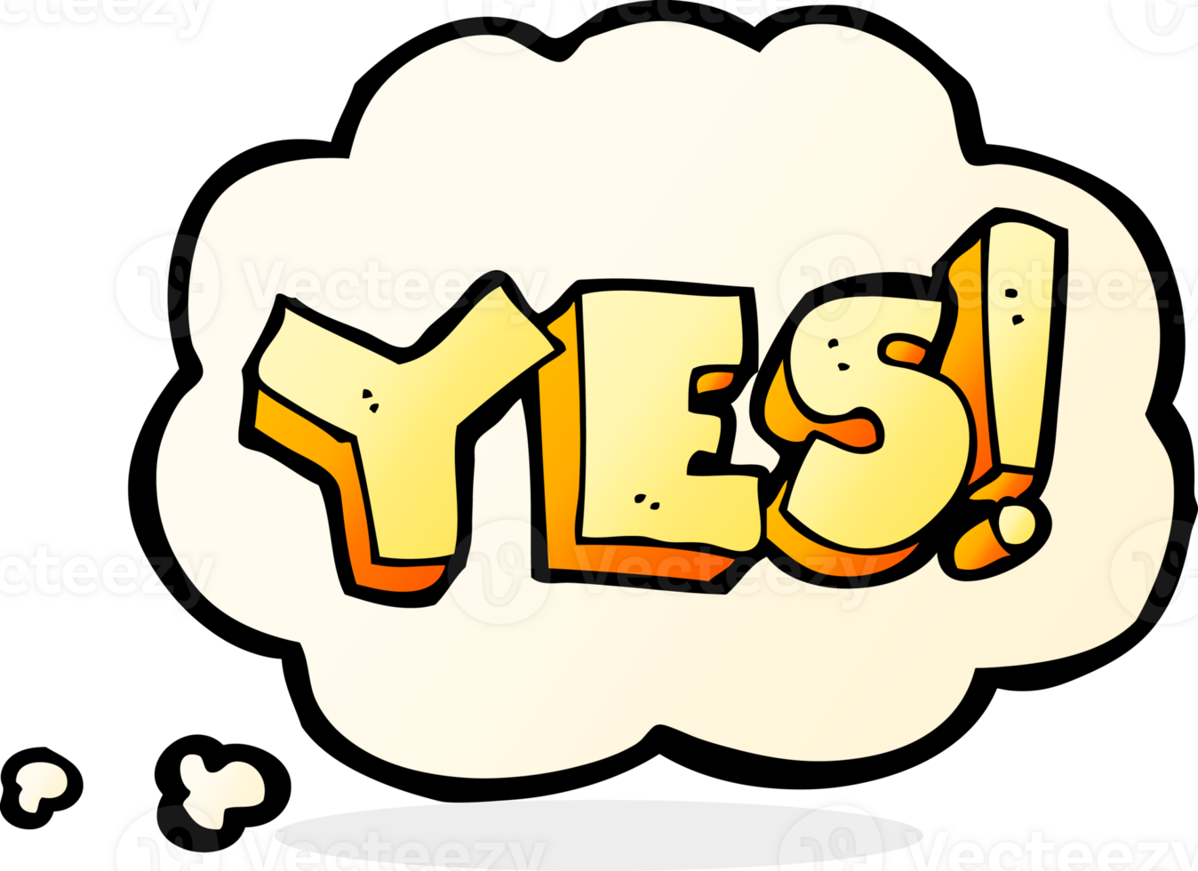 cartoon yes symbol with thought bubble png