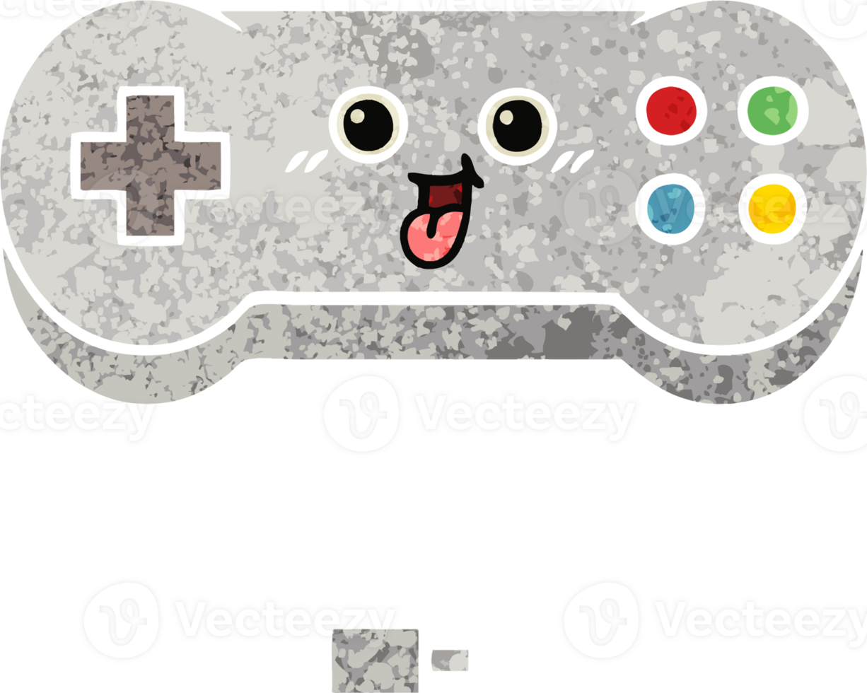 retro illustration style cartoon of a game controller png