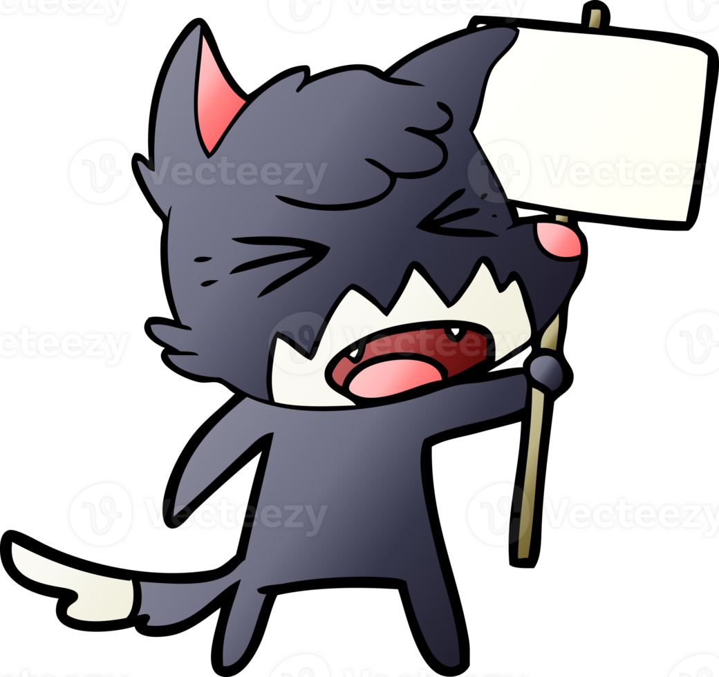 angry cartoon fox with sign png