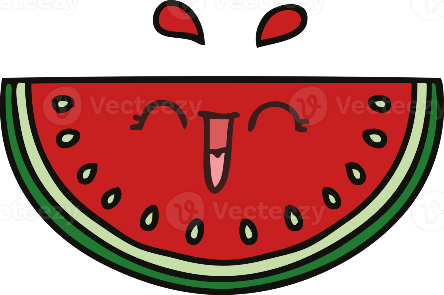 hand drawn quirky cartoon watermelon png