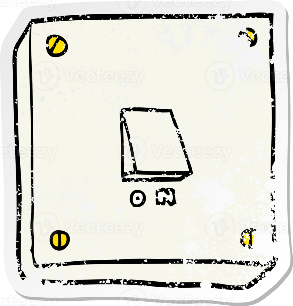 distressed sticker of a cartoon light switch png